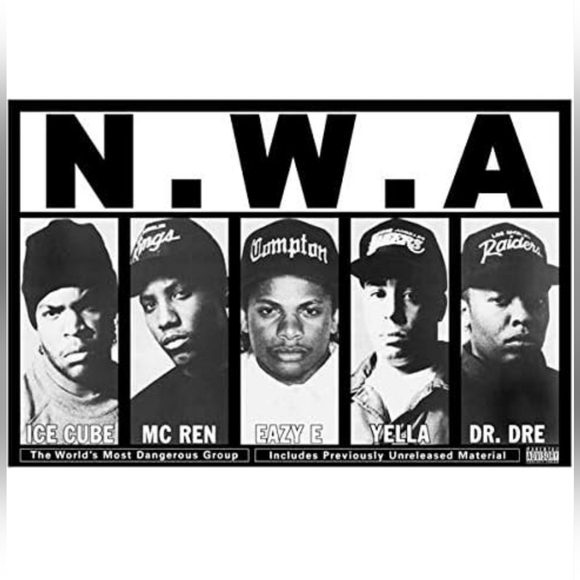 NWA - Group Shot - Black and White Hip Hop Poster (24 x 36 inches) - Picture 1 of 3